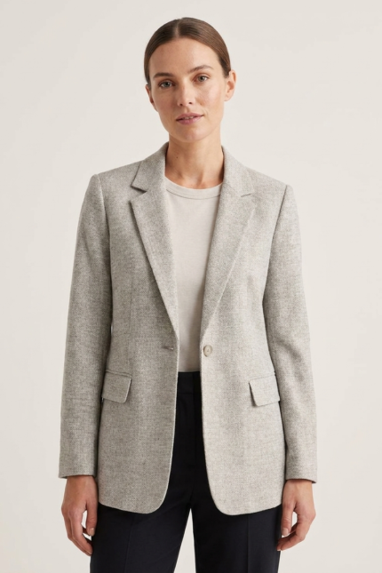 Light Grey Wool-Blend Blazer - Image 2