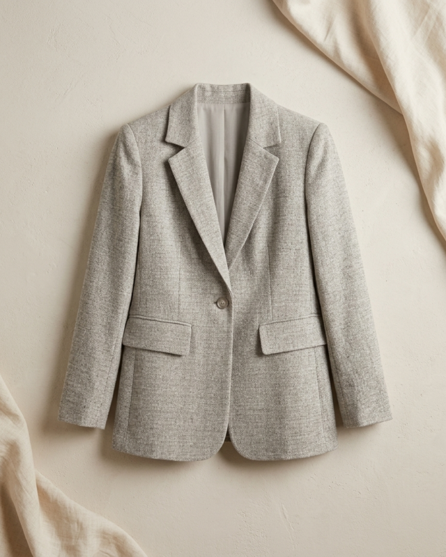 Light Grey Wool-Blend Blazer