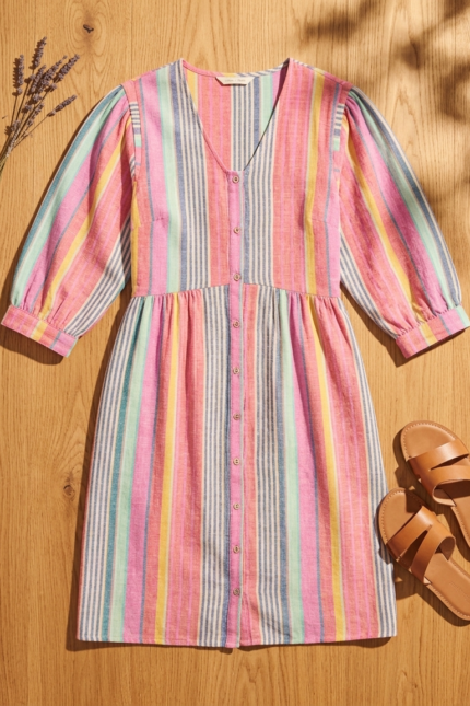 Rainbow Stripe Midi Dress