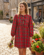 Red Plaid Mini Dress - Image 2